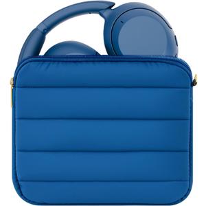 Geekria NOVA Headphones Puffy Pouch Compatible with JBL Tune 710BT, Sennheiser PXC 550-II, Bose QC Ultra II, Soft Shell Replacement Protective Travel Carrying Bag with Cable Storage (Blue)