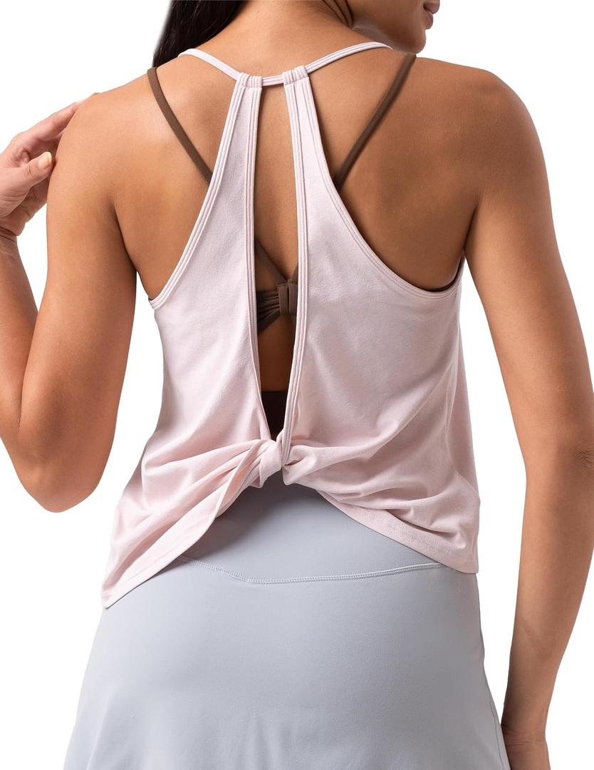 Colorfulkoala Workout Tops Open Back Shirts for Women Athletic Gym Sleeveless Shirts Yoga Casual Gym Tank (XL)