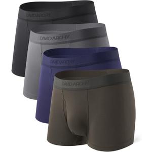 DAVID ARCHY Men's Trunks Underwear Modal Support Pouch with Fly Ultra Soft Breathable Men's Underwear 4 Pack (XXL)