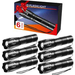 6Pack LED Flashlights High Lumens, 5Mode Tactical Flashlight for Home, Small Flashlights Powerful, Pocket Flashlight Battery Powered, Adjustable Torch Light, Mini Flash Light for Emergencies Camping