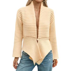 Womens Cardigan Sweaters 2025 Fall Trendy Chunky Open Front Sweater Long Sleeve Oversized Knitted Outerwear Coats (Beige)