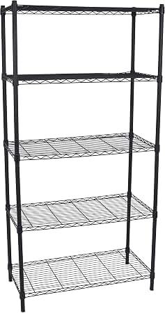 BIRDROCK HOME 5-Tier Wire Shelving, Flat Black, Heavy Duty Shelf, Wide Adjustable Rack Unit, Kitchen Storage, 
Dimensions: 36" Width x 18" Depth x 72" Height