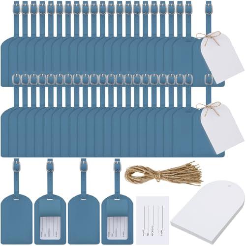 Amylove 48 Sets Leather Luggage Tags Bulk Wedding Favors Luggage Tags for Guests Bridal Gifts Wedding Bridal Shower Gift PU Leather with Name ID Card Tag for Guests