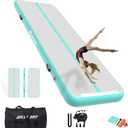 AKSPORT Inflatable Gymnatsics Mat Tumble Track, Size 10ftx3.3ftx8inch, Air Tumbling Mat with Air Pump for Home Use/Training/Cheerleading/Yoga (Mint Green)