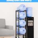4 Tier 5 Gallon Water Jug Holder with 4 Lockable Wheels - Water Bottle Rack Organizer with Movable Casters, Heavy Duty Water Storage Rack Dispenser Stand for Kitchen Office Garage/Black