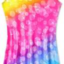 Nymphperi Girls Gymnastics Leotards Toddler Sleeveless Tank Biketards Tumbling Dance Unitards for Kids Class Training (8-9 Years, Green Blue Purple)