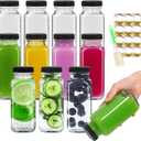 AuroTrends 8 oz Glass Bottles with Lids 12Pack, 250ml Glass Bottles for Juicing, Water, Kombucha - Portable Glass Juicing Bottles Reusable Glass 8oz (8fl.oz, Set of 12)