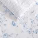 Laura Ashley - Queen Comforter Set, Soft Cotton Bedding with a Medium Weight for Year Round Use, Reversible 3 Piece Bed Set with Matching Pillowcases (Belinda Chambray Blue)
