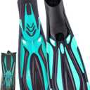 Adult Snorkel Fins - Men & Women's Long Scuba Diving Fins for Travel & Snorkeling (US Men 8-8.5 | US Lady 10-10.5, Green Black)