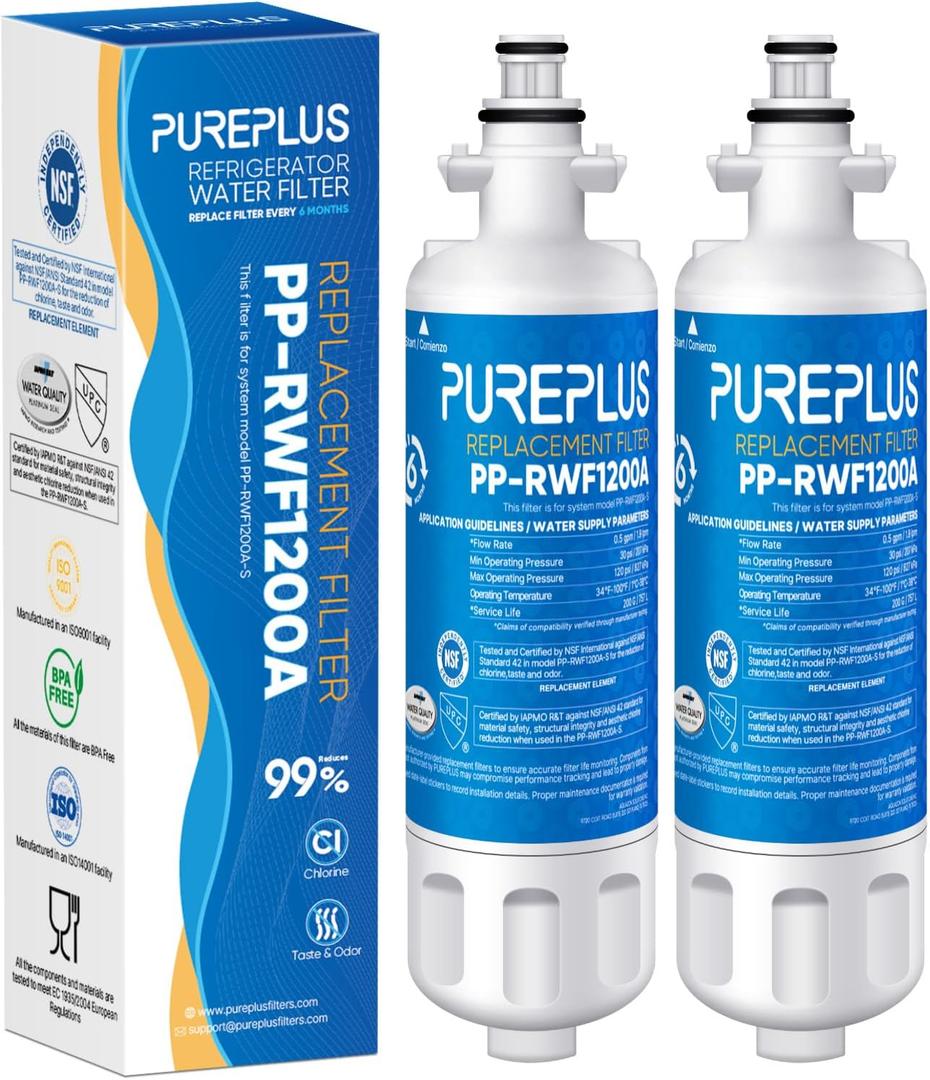 PUREPLUS ADQ36006101 Replacement for LG LT700P, Kenmore Elite 469690, ADQ36006102, Water Filters for Refrigerators LFXS30766S, LFX28968ST, LFX31925ST, LFX31945ST, LFXS29626S, RWF1052, RWF1200A, 2Pack