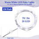 Tuanse 150 Pack LED Fairy Lights Colored Battery Operated String 3 Speed Modes 7 ft 20 LED Starry Wedding Decoration Waterproof Wire Twinkle Light for DIY Jar Bedroom Party Supplies (Cool White)