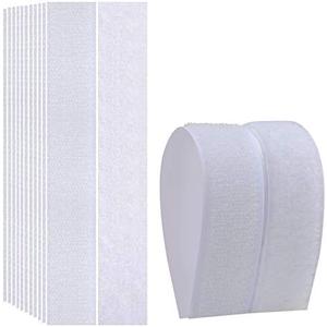 Picture Hanging Strips with Adhesive - Melsan Heavy Duty Hook and Loop Strips with Adhesive for Classroom DIY, Home, Office Use | White, 12 Pairs 1x7 Inch Pack of 2
