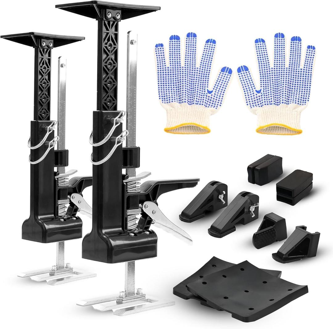 BuildCore Cabinet Jacks for Installing Cabinets, 2-Pack Labor Saving Cabinet Jack Heavy Duty Arm Jack with 375 LB Support and Adjustable 23.6" Lift, Hand Lifting Tool for Drywall Cabinet Installation