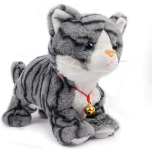 Smalody Interactive Plush Toys, Novelty Sound Control Electronic Cat Electronic Pets Robot Cat Gift for Children (Gray)