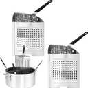 LemonRoad 2 Pack 5 Qt Stainless Steel Pasta Strainer Baskets Inserts Quarter Strainer Basket Skimmer with PVC Handles for 20 Qt. Pasta Cooker Pot for Boiling Noodle Blanching Vegetables Seafood