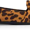 MUSSHOE Women's Flats Dressy Pointed Toe Comfortable Bowknot Ballet Flats Shoes (6, Leopard Black)