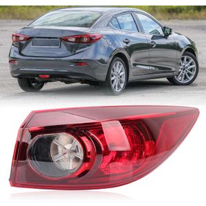 Tail Light Compatible with 2014 2015 2016 2017 2018 Mazda 3 Sedan Outer Halogen Taillight (Right Passenger Side) Not fit for Hatchback Models