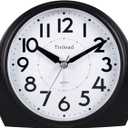 5.5" Large Analog Alarm Clock Silent Non Ticking, Gentle Wake, Beep Sounds, Increasing Volume, Battery Operated Snooze and Manual Light, Easy Set, Black (Best for Elder)