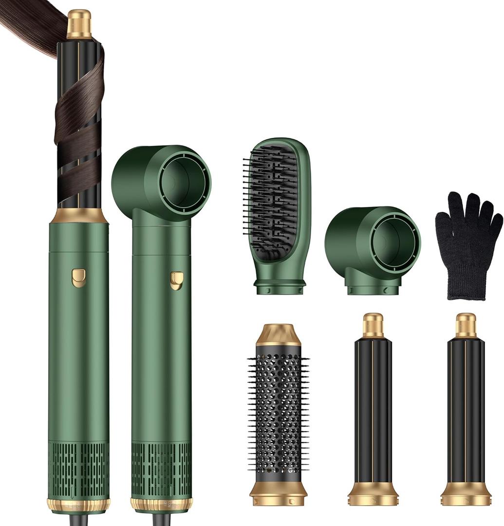 5 in 1 Hair Dryer Brush Set,Professional Negative Ionic Hot Air Styler, Air Curling Wrap Styler,Detachable Blow Dryer Brush With Auto Wrap Curlers,Hair Styling Tools For Straight/Curl/Drying/Smoothing