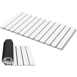 AWW Foldable Stone Bath Mat, Diatomaceous, 31.5"x15.7", White | Quick-dry surface, super absorbent, easy-clean finish, non-slip mat included, and compact storage for small bathrooms