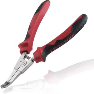 8 Inches Lock Ring Pliers Flat Snap Ring Pliers Special Circlip Pliers Reverse Pliers Angle Tip Retaining Ring Pliers Spreader Pliers for Transmission Transfer Cases, Bent Nose with Hole