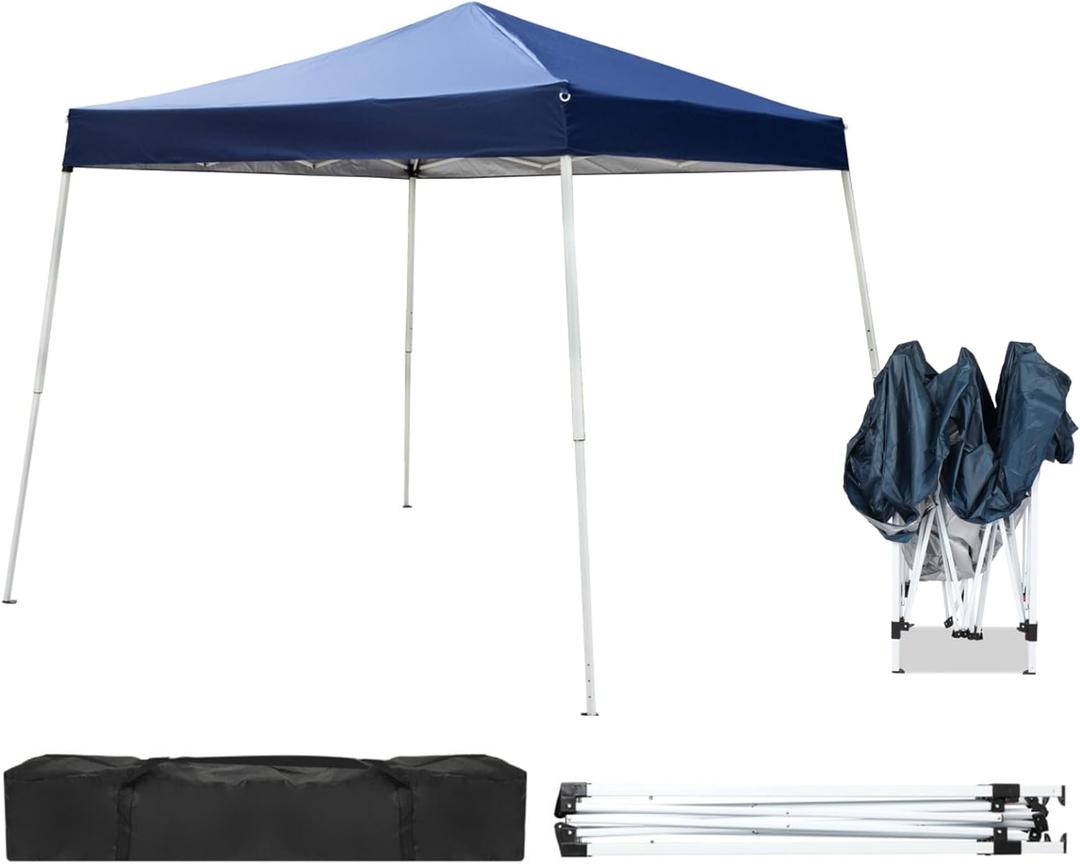 Outvita Canopy 10'x10' Pop Up Commercial Instant Gazebo Tent, Waterproof & UV Protection Canopy Tent with Slant Legs for Party Wedding Birthday BBQ Events