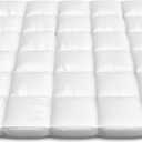 Lavish Home Down Mattress Topper - Queen 4-Inch Duck and Goose Feather Bed with Cotton Mattress Topper Cover - Plush Pillow Top for Cushion and Support (White)