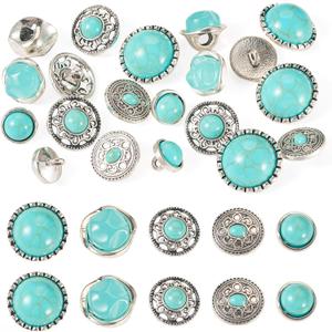 Tibetan Alloy Decorative Rivets Studs Coppery Vintage Leather Buttons Round Faux Turquoise Conchos for Leather Clothes Bag Shoes (Turquoise)