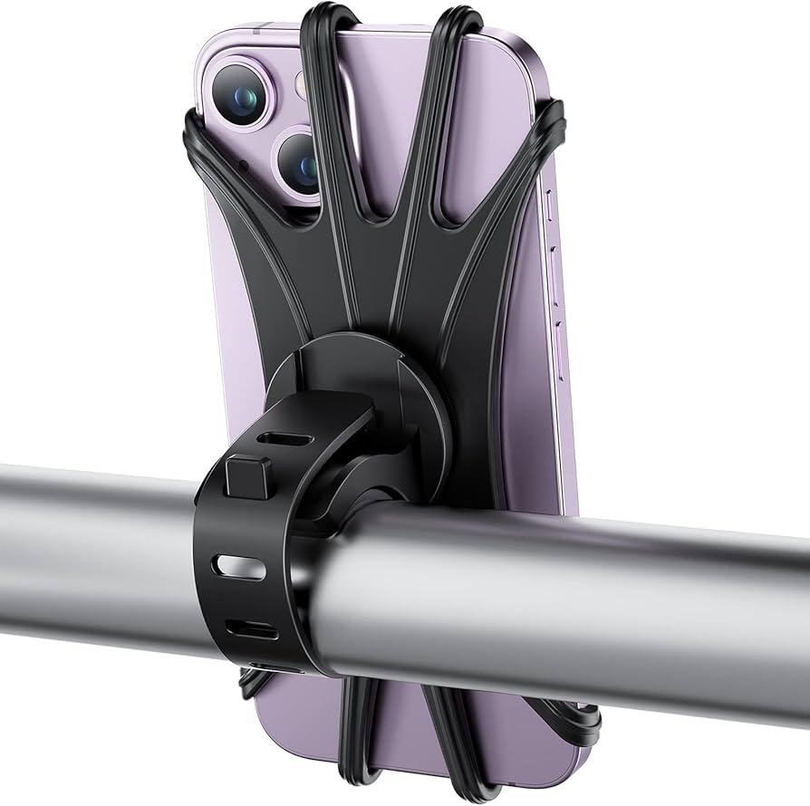 Bike Phone Mount, Universal Bike Cell Phone Holder, 360° Rotatable, Silicone Bicycle Phone Mount Compatible with iPhone 16/15/14/Pro Max/Pro/mini/12/11/Xs/Max/Xr/X/7/8/Plus, 4.0''~6.7'' Cellphones