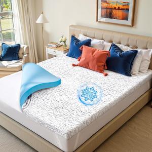 Subrtex Memory Foam Mattress Topper King Cooling Mattress Topper 4 Inch for Hot Sleepers, Pressure Relieving Mattress Pads Breathable Bed Toppers with Removable Washable Cover