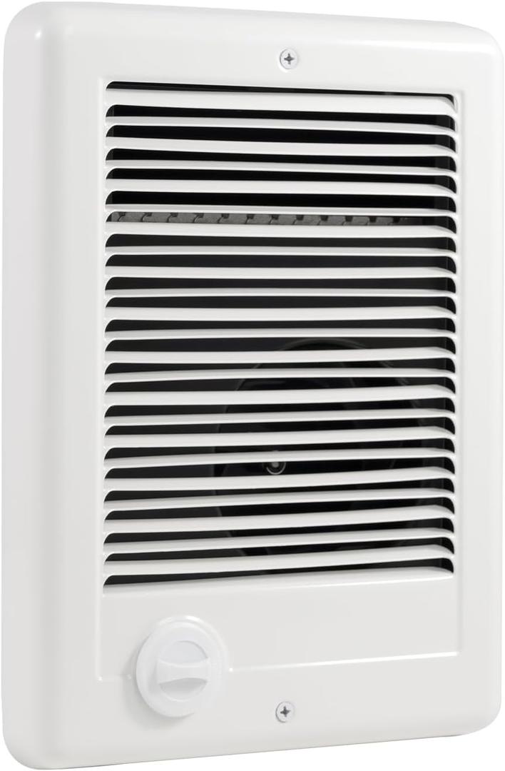 Electric Wall Heater CSC151TW Complete Unit, Wall Mounted Electric Heater for Indoor Use, 1500 Watt, 5120 BTU, 120 Volt, White, with Adjustable Thermostat, Fast Heating