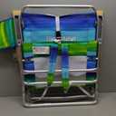 Tommy Bahama 5-Position Classic Lay Flat Folding Backpack Beach Chair, Blue and Green Stripe, 23" x 25.25" x 31.5"