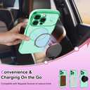 Fiyart Designed for iPhone 16 Pro Max Case, Cute Wave Frame Curly Shape Love Hearts Plating for Women Girls Camera Protection Compatible with MagSafe Magnetic Shockproof Bumper 6.9"-Green