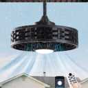 Outdoor Ceiling Fans with Light for Patios, 20" Weatherproof Gazebo Fan with Hanging Hook, Remote Control & APP, 6 Speeds, 3CCT, Caged Plug in Ceiling Fan for Patio (Black)