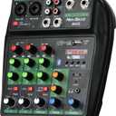 DJ Audio Mixer, DJ Mixers 4 Channel Sound Board with Bluetooth, NEW BAXS Sound Mixer Board XRL/1/4" Interface, USB/MP3 Computer Input 48V Phantom Power Stereo DJ Studio Streaming KTV Stage, Black