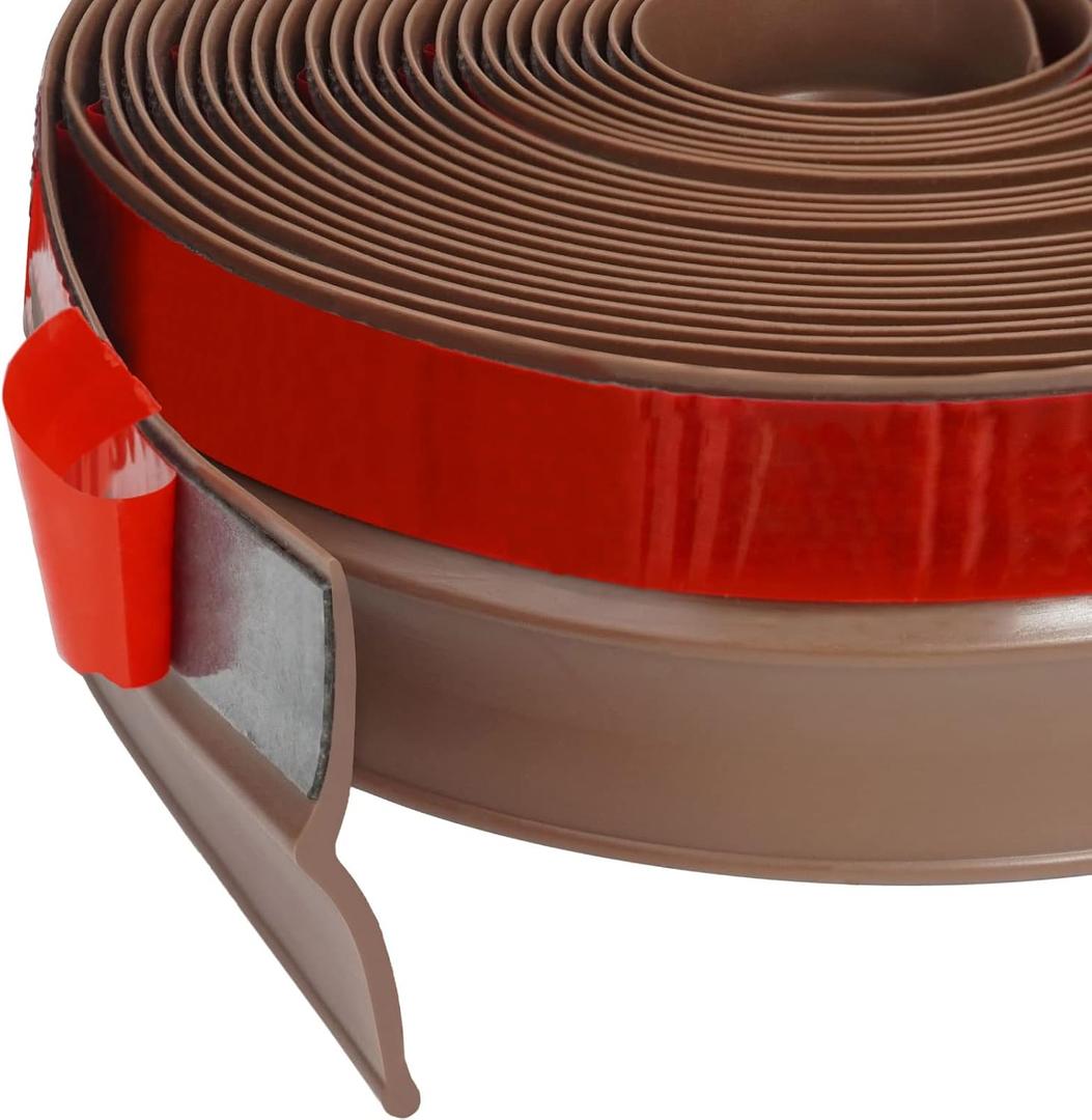 Garage Door Seal Top and Sides Seal Strip Brown 34 FT Adhesive Backed Rubber Weather Stripping Replacement Weatherproofing Universal Sealing