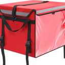 CroBlissful Insulated Food Delivery Bag for Bike with Rear Rack Pizza Delivery Box with Shoulder Belt and Internal Accessories Waterproof, Internal Dimensions (Red,19.2 x 15.5 x 16.1 Inches)