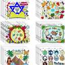 5 x 42 Pcs Passover Coloring Placemats Disposable Table Mats with Pens DIY Passover Coloring Paper Mats Table Passover Decors for Pesach Holiday Passover Theme Dinner Party Supplies