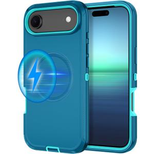 I-HONVA for iPhone Air Case/iPhone 17 Air Case [Compatible with MagSafe] Shockproof 3-Layer Full Body Protection [Without Screen Protector] Rugged Heavy Duty Cover for Apple iPhone Air,Turquoise