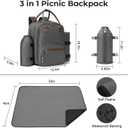 ALLCAMP Picnic Backpack - Insulated Cooler Bag with Compartment, Detachable Wine Glass Holder, Throw Blanket & Cutlery Set, 2 Person Picnic Set for Family Outings, Couple Gifts (Gray)