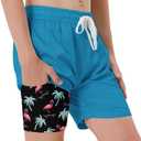 westwolf 6-18T Boys Swim Trunks for Teen 2 in 1 Bathing Suits Board Shorts with Compression Liner (8-9 Years, Blue)