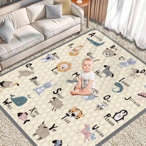 Baby Play MAT 59" X 71" Cotton Filling, Thickened Anti-Slip Mat for Floor Playpen, Foldable and Machine Washable Baby Crawling Mat