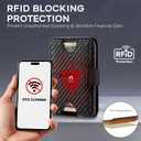 RUNBOX Leather card Holder Wallet for Men and Women, Holds 8+ Cards Plus Cash, RFID Blocking Mens Wallet with Stretchable Cash Band, Massive Capacity Wallet for Front Pocket, Perfect Gifts for Men (01-Carbon Black)