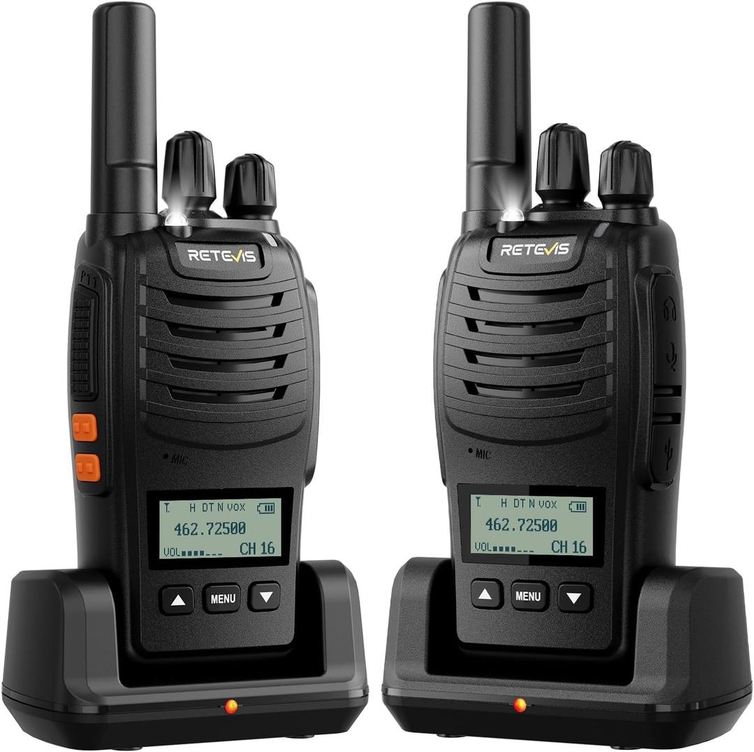 Retevis H777D 2 Way Radio with LCD Display, NOAA, USB-C Charging, VOX, Handheld Rechargeable Walkie Talkies, Durable Two Way Radios Long Range for Hunting Camping Off-Road (2 Pack)