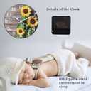 Sunflower Kitchen Decor Round Wall Clock 14 Inch Silent Non Ticking Battery Operated Wood Clock for Bedroom Bathroom Living Room