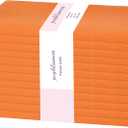 PurpleEssences Set of 12 Cloth Dinner Napkins 100% Cotton 18x18 Inch - Soft Durable Washable - Ideal for Farmhouse Party Fall Thanksgiving - Perfect Everyday Use Table Linen - Orange