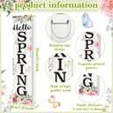 Jetec Hello Spring Wooden Porch Sign Large 37.5 Inch Front Door Welcome Hanging Sign Rustic Decorations for Home Front Porch Door Indoor Outdoor Decor(Spring Style)