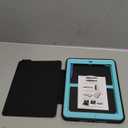 DUNNO Case Compatible with iPad 6th/5th Generation 9.7-Inch 2017/2018, Three Layer Heavy Duty Full Protection Case with [Auto Sleep/Wake] Stand Design for iPad 5/6 Generation (Black+Light Blue)