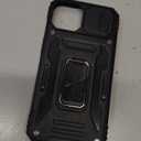 DEERLAMN Case for iPhone 13/iPhone 14 6.1-Inch with Slide Camera Cover+Screen Protector(2 Packs),Rotated Ring Kickstand Military Grade Shockproof Protective Cover-Black