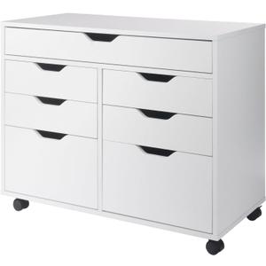 Winsome Halifax Mobile Storage Cabinet with Doors & Drawers, Stylish & Functional Home Storage Cabinet for Filing, Kitchen Organization, Moveable Furniture for Office, Dorms, Apartments, 2 Doors, 4 Drawers, 1 Wide Drawer
